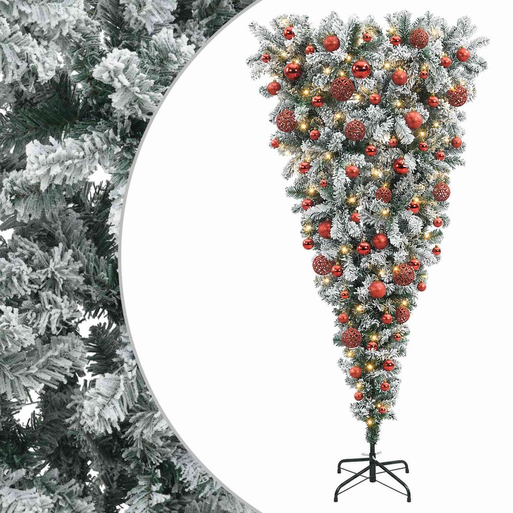 vidaXL Konstgjord julgran med julkulor 180 cm 300 LED-lampor Varmvit