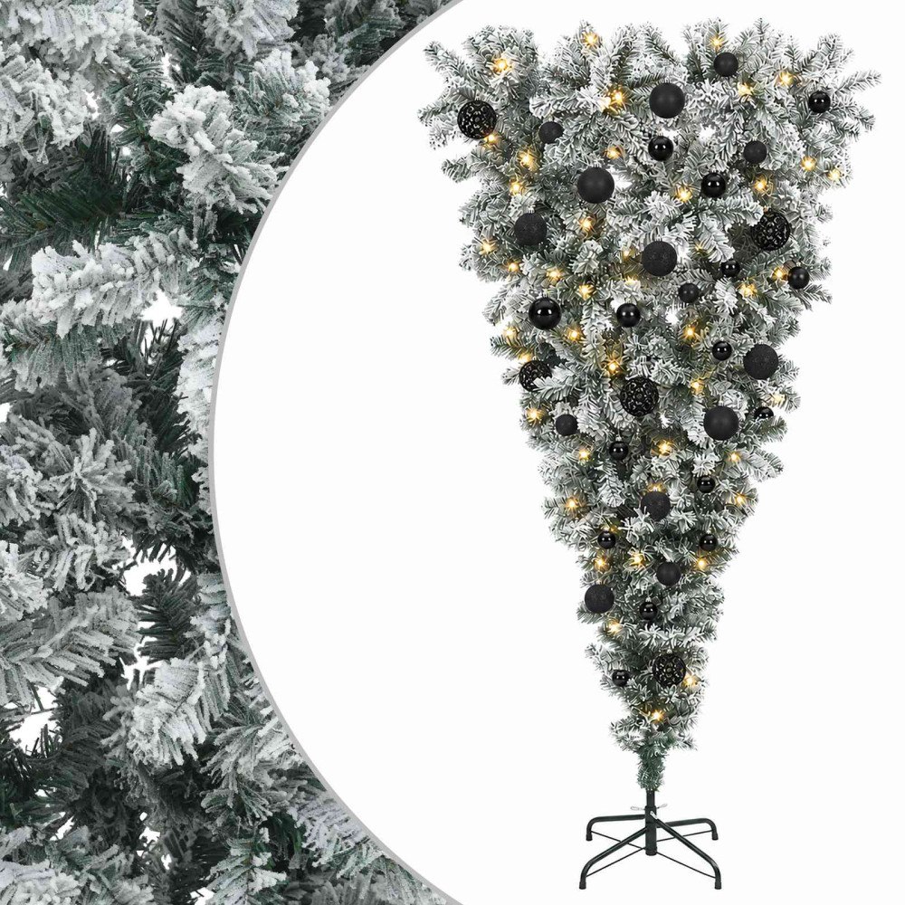 vidaXL Konstgjord julgran med julkulor 150 cm 150 LED-lampor Varmvit