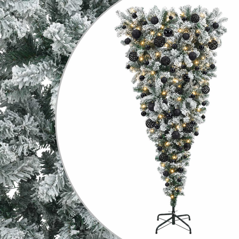 vidaXL Konstgjord julgran med julkulor 210 cm 300 LED-lampor Varmvit