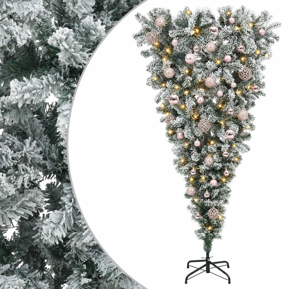 vidaXL Konstgjord julgran med julkulor 150 cm 150 LED-lampor Varmvit