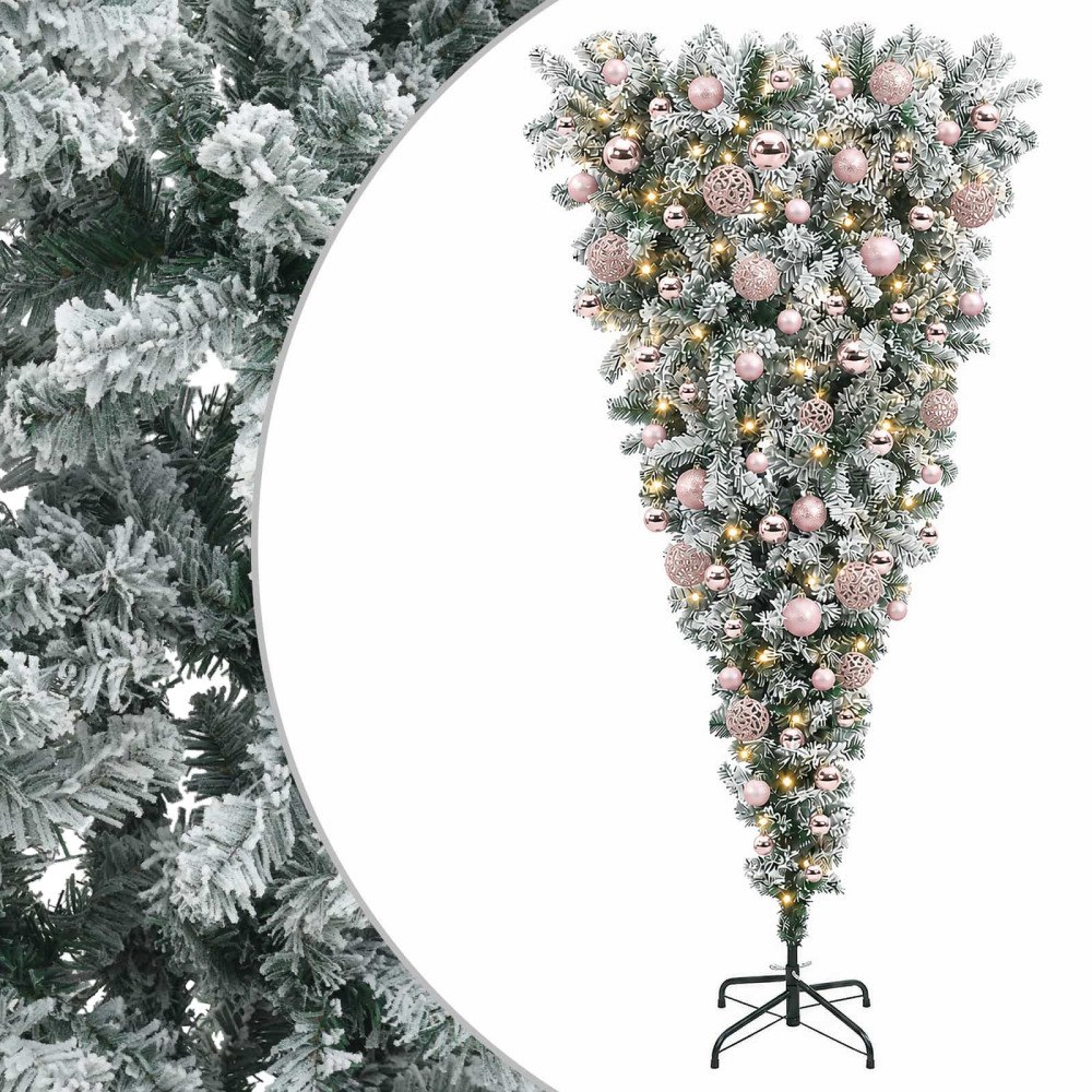 vidaXL Konstgjord julgran med julkulor 210 cm 300 LED-lampor Varmvit