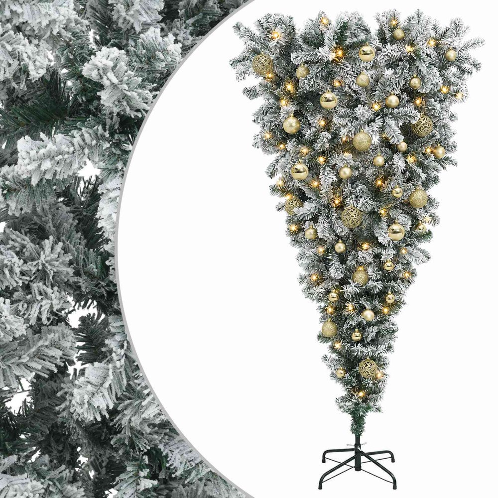 vidaXL Konstgjord julgran med julkulor 120 cm 150 LED-lampor Varmvit