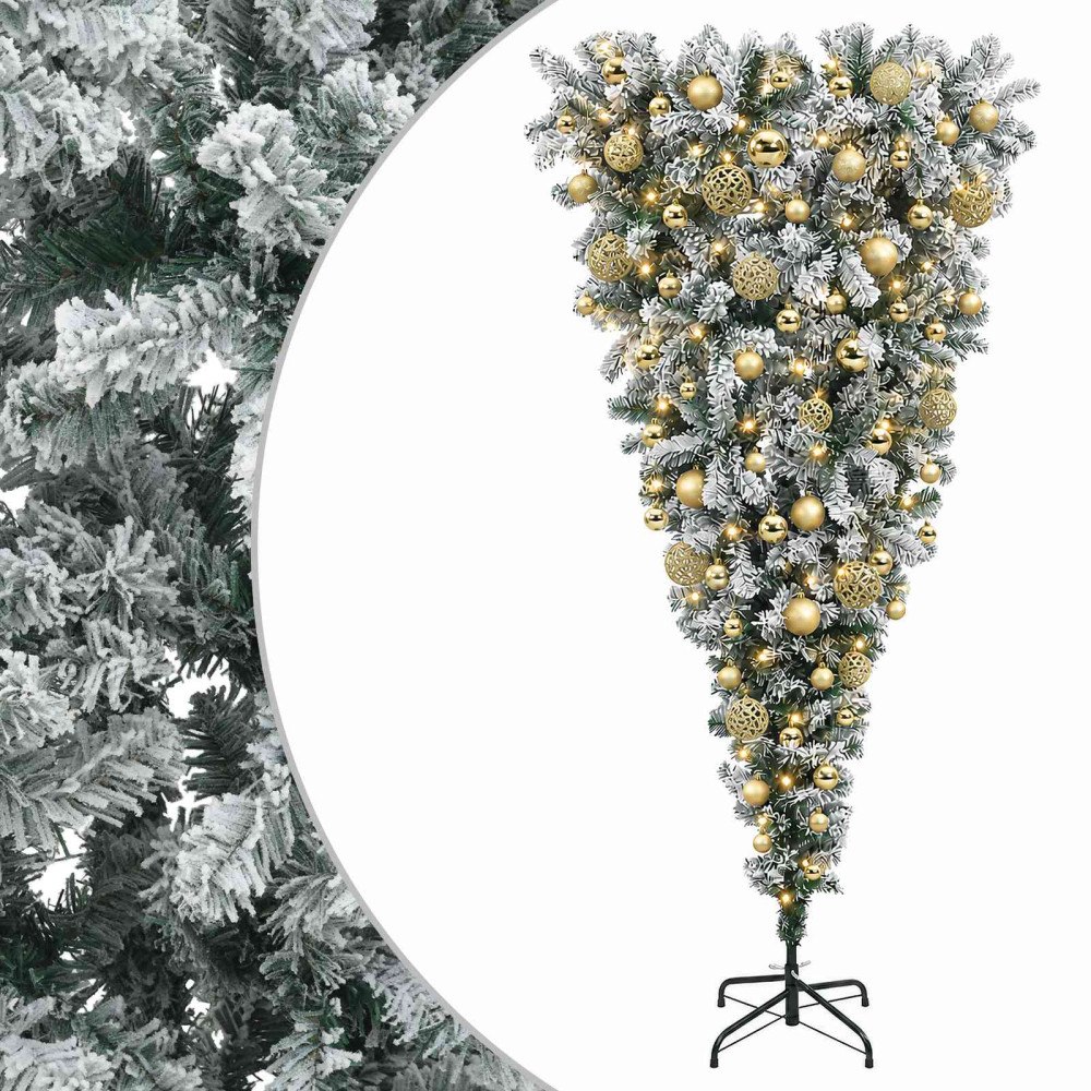 vidaXL Konstgjord julgran med julkulor 180 cm 300 LED-lampor Varmvit