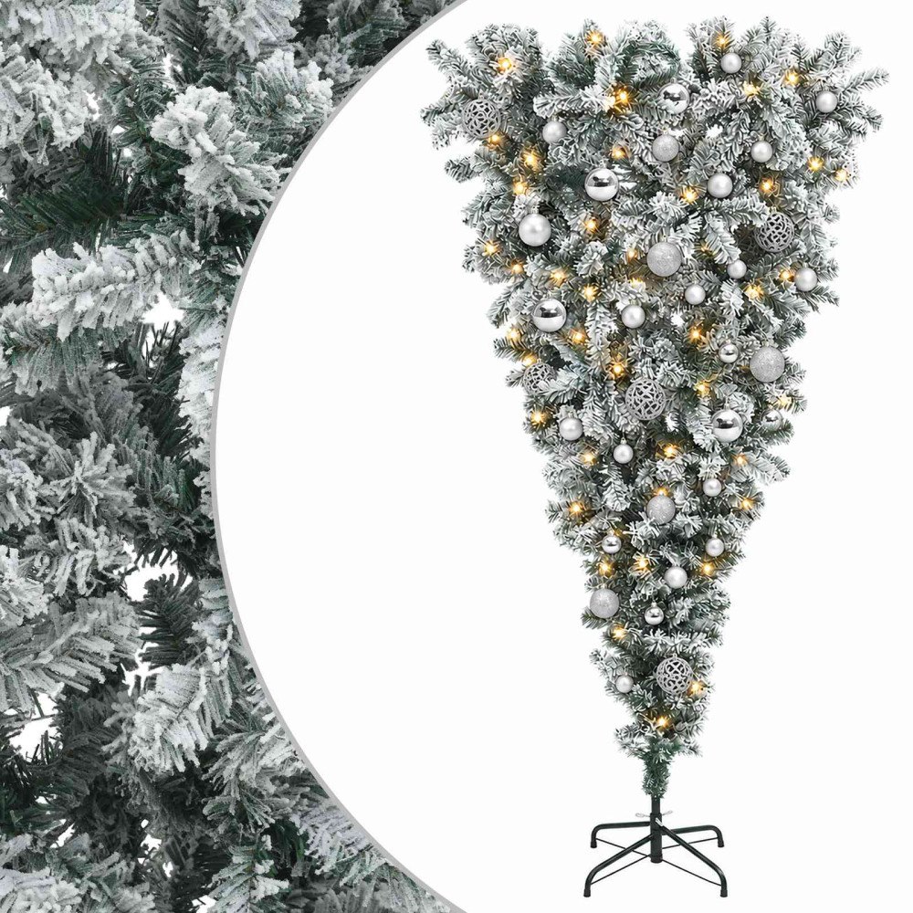 vidaXL Konstgjord julgran med julkulor 120 cm 150 LED-lampor Varmvit