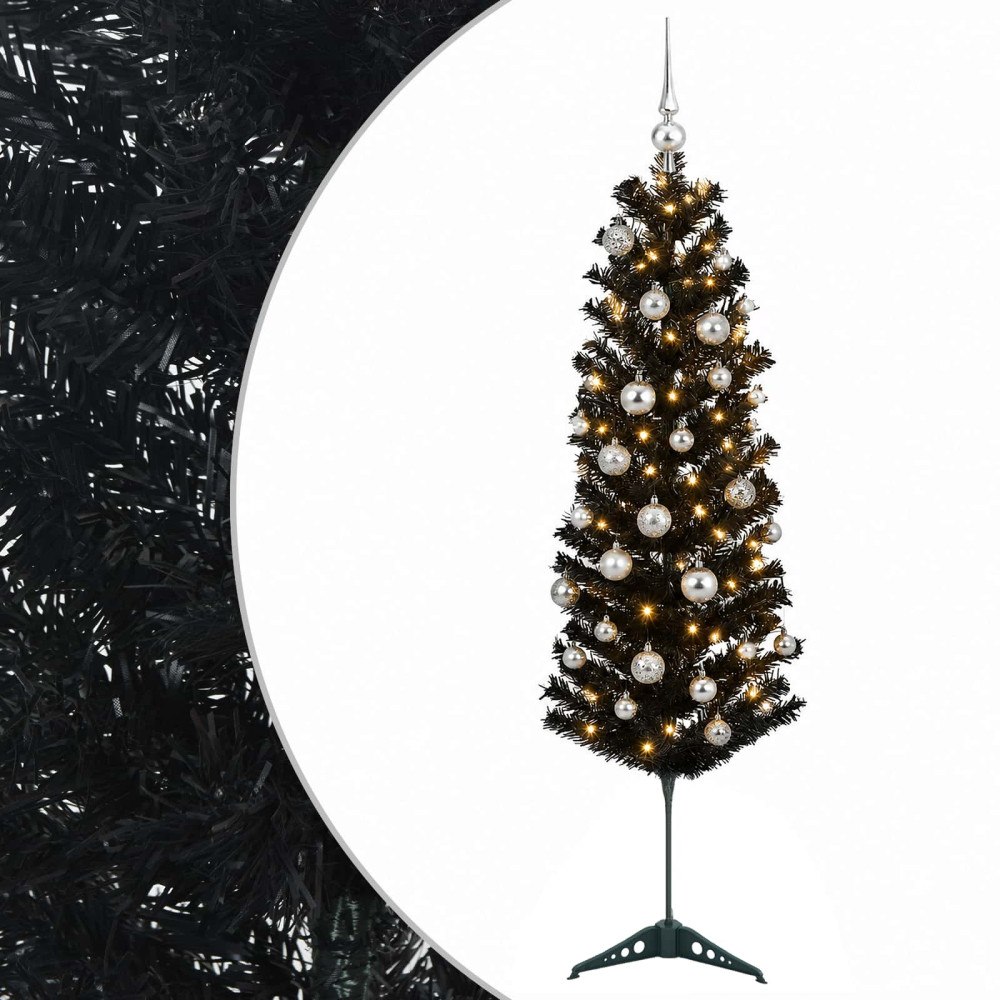 vidaXL Smal konstgjord julgran med julkulor 120 cm 150 LED-lampor