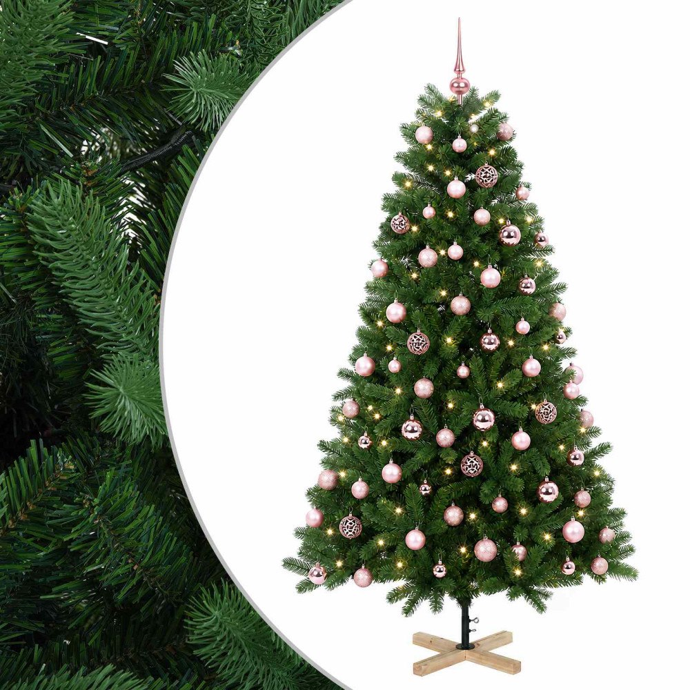 vidaXL Konstgjord julgran med julkulor 240 cm 300 LED-lampor Varmvit