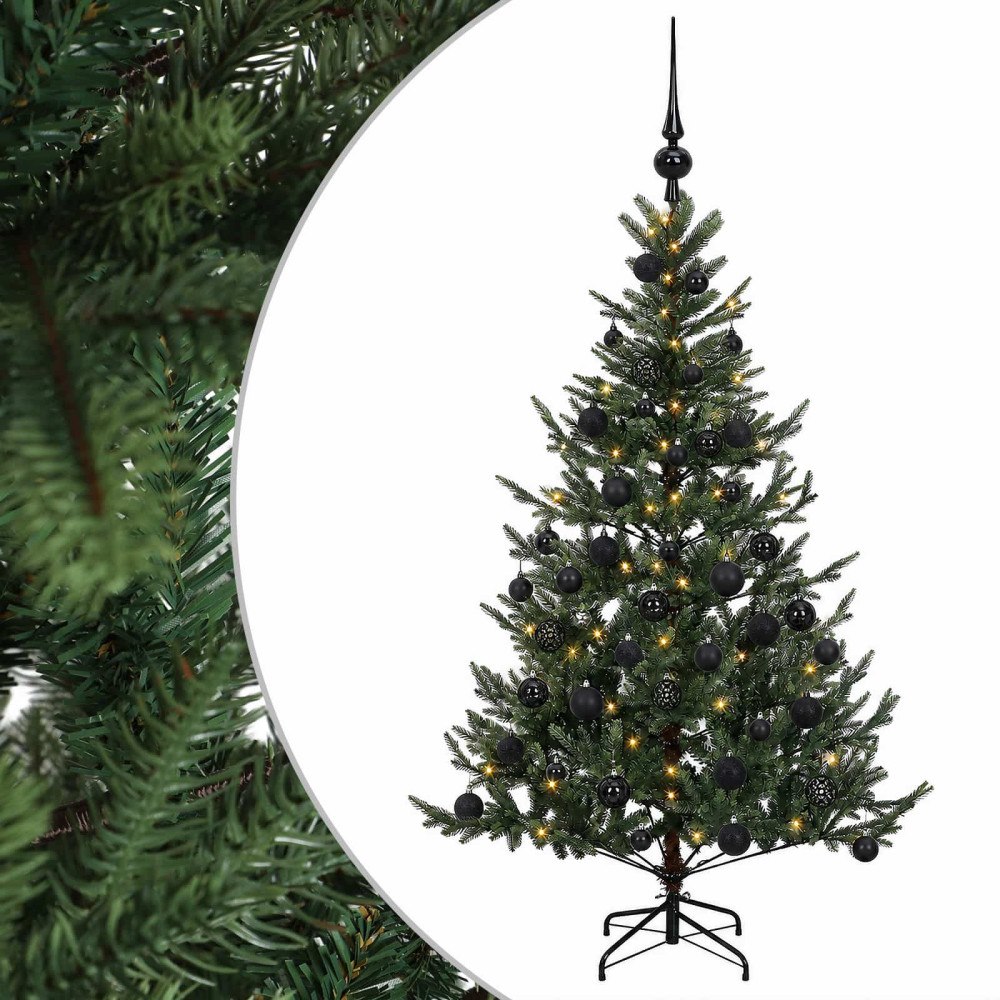 vidaXL Konstgjord julgran med julkulor 120 cm 150 LED-lampor Varmvit