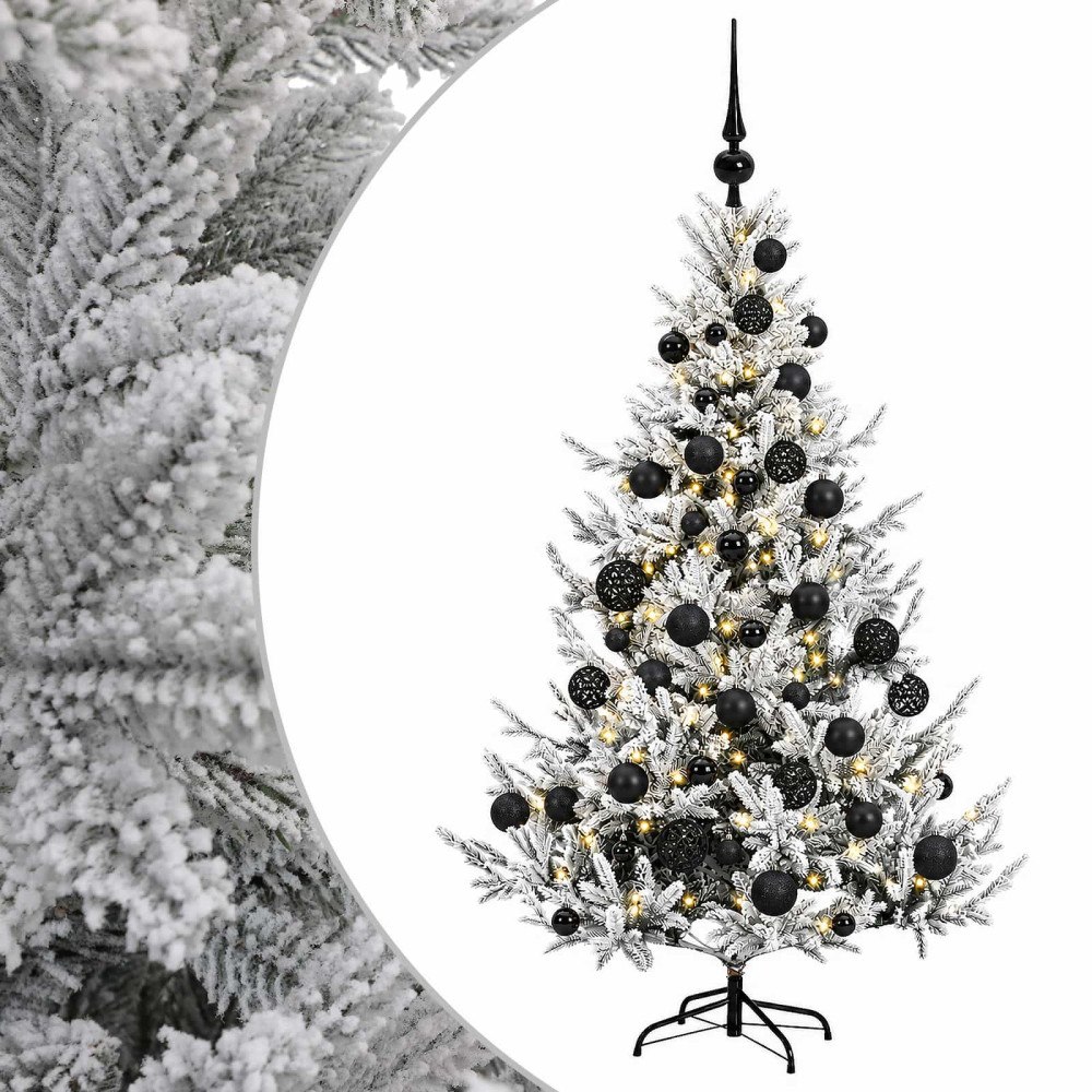 vidaXL Konstgjord julgran med julkulor 150 cm 150 LED-lampor Varmvit