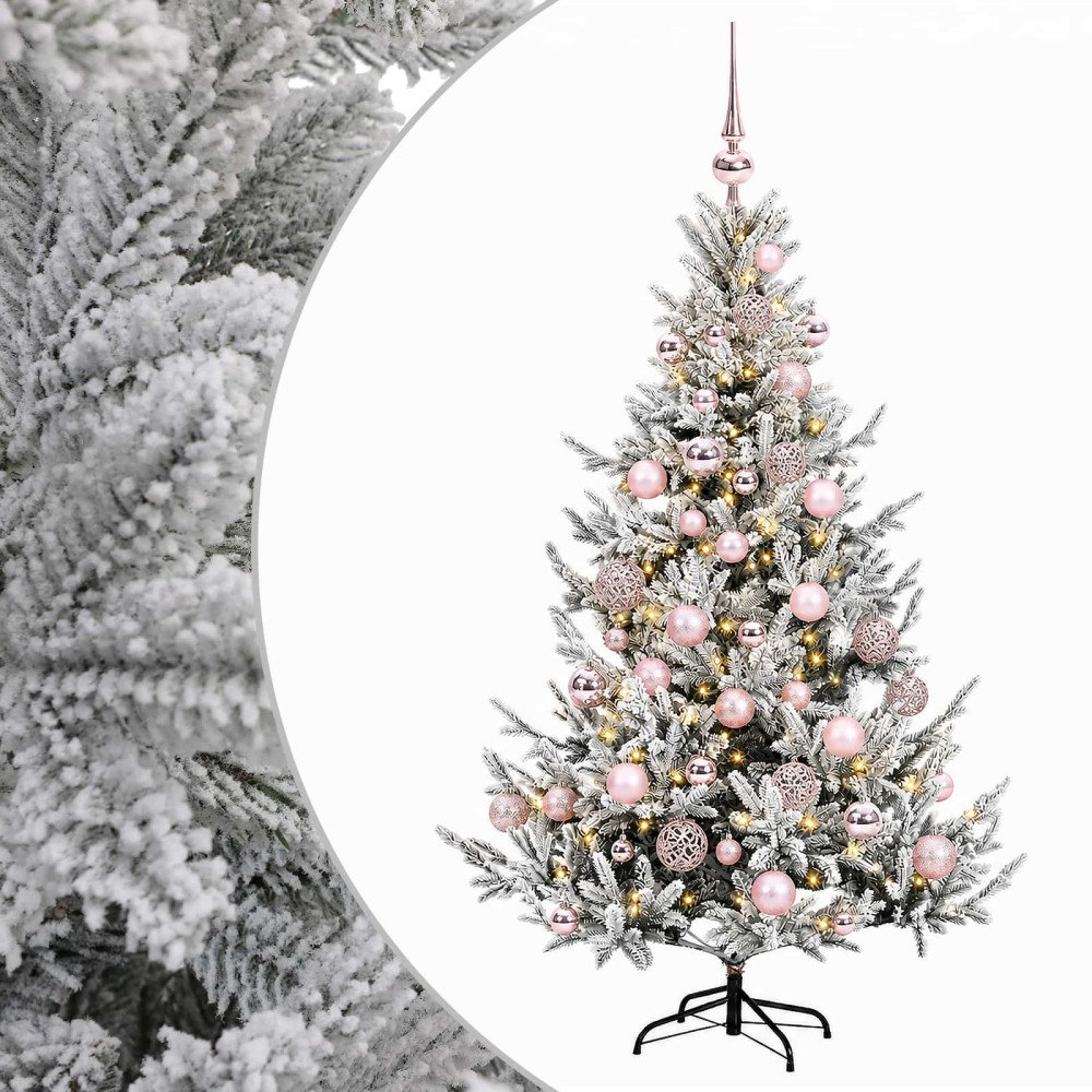 vidaXL Konstgjord julgran med julkulor 120 cm 150 LED-lampor Varmvit