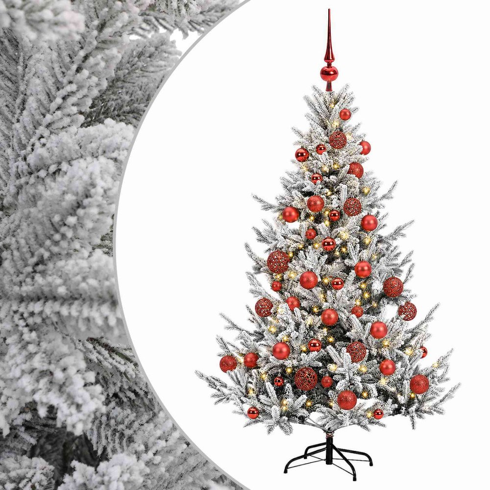 vidaXL Konstgjord julgran med julkulor 120 cm 150 LED-lampor Varmvit