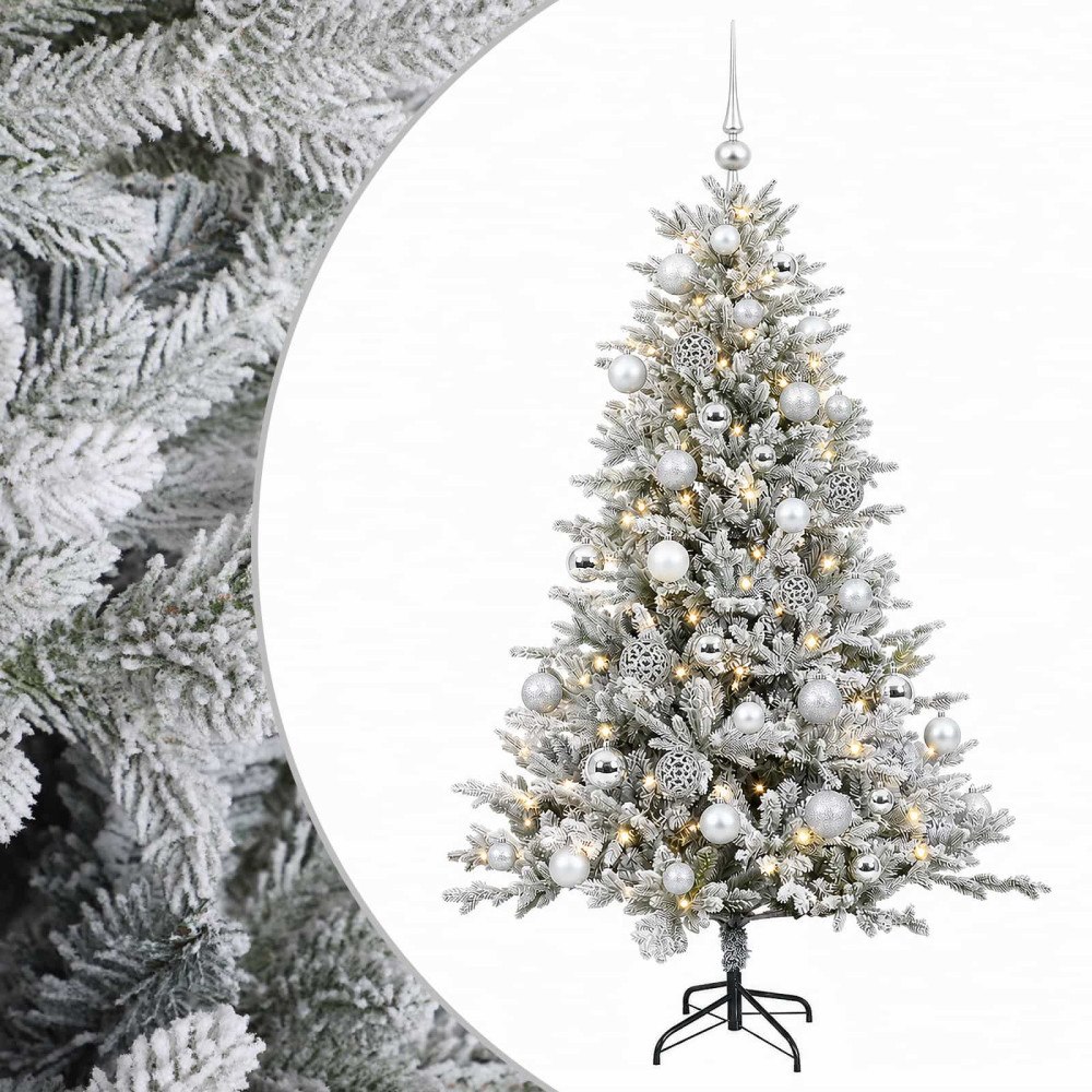 vidaXL Konstgjord julgran med julkulor 120 cm 150 LED-lampor Varmvit