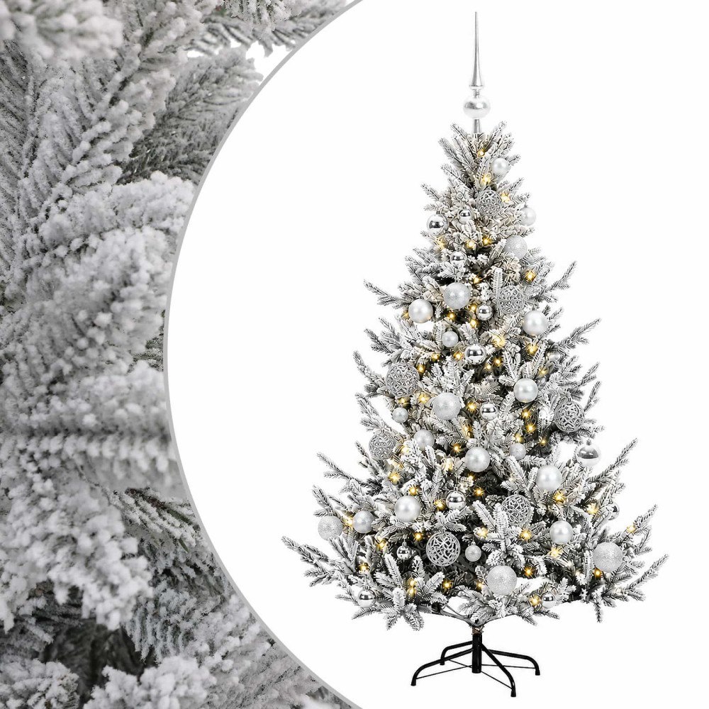 vidaXL Konstgjord julgran med julkulor 120 cm 150 LED-lampor Varmvit