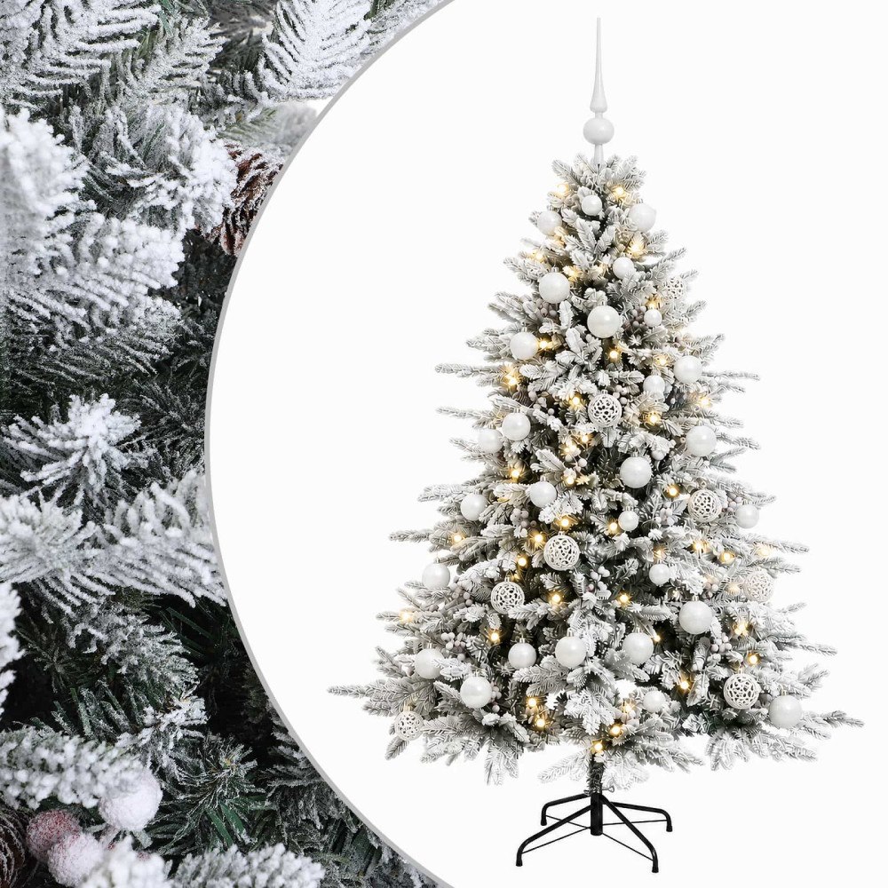 vidaXL Konstgjord julgran med julkulor 150 cm 150 LED-lampor Varmvit