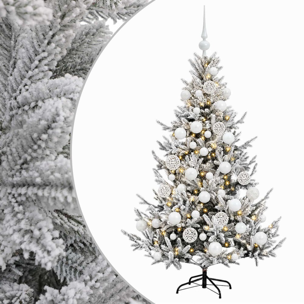 vidaXL Konstgjord julgran med julkulor 120 cm 150 LED-lampor Varmvit