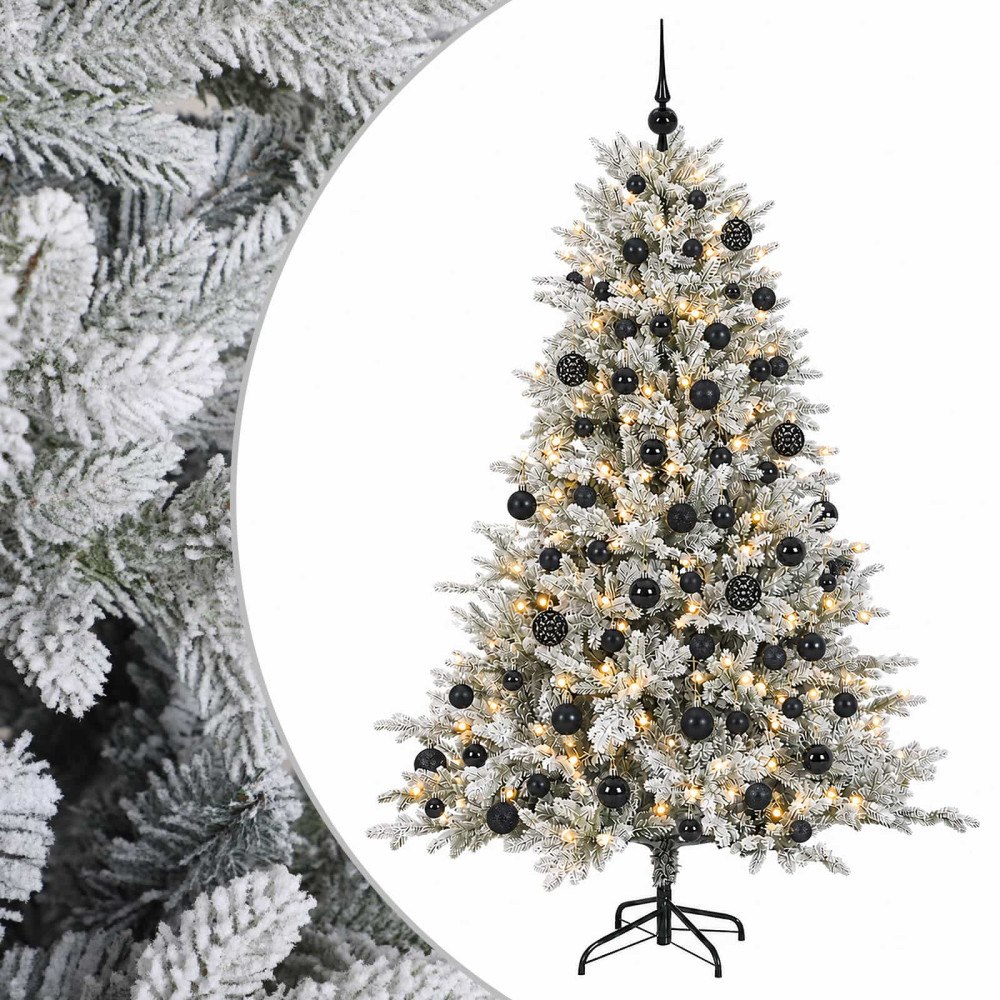 vidaXL Konstgjord julgran med julkulor 240 cm 300 LED-lampor Varmvit