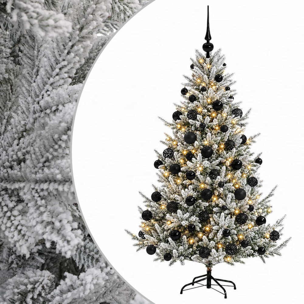 vidaXL Konstgjord julgran med julkulor 180 cm 300 LED-lampor Varmvit