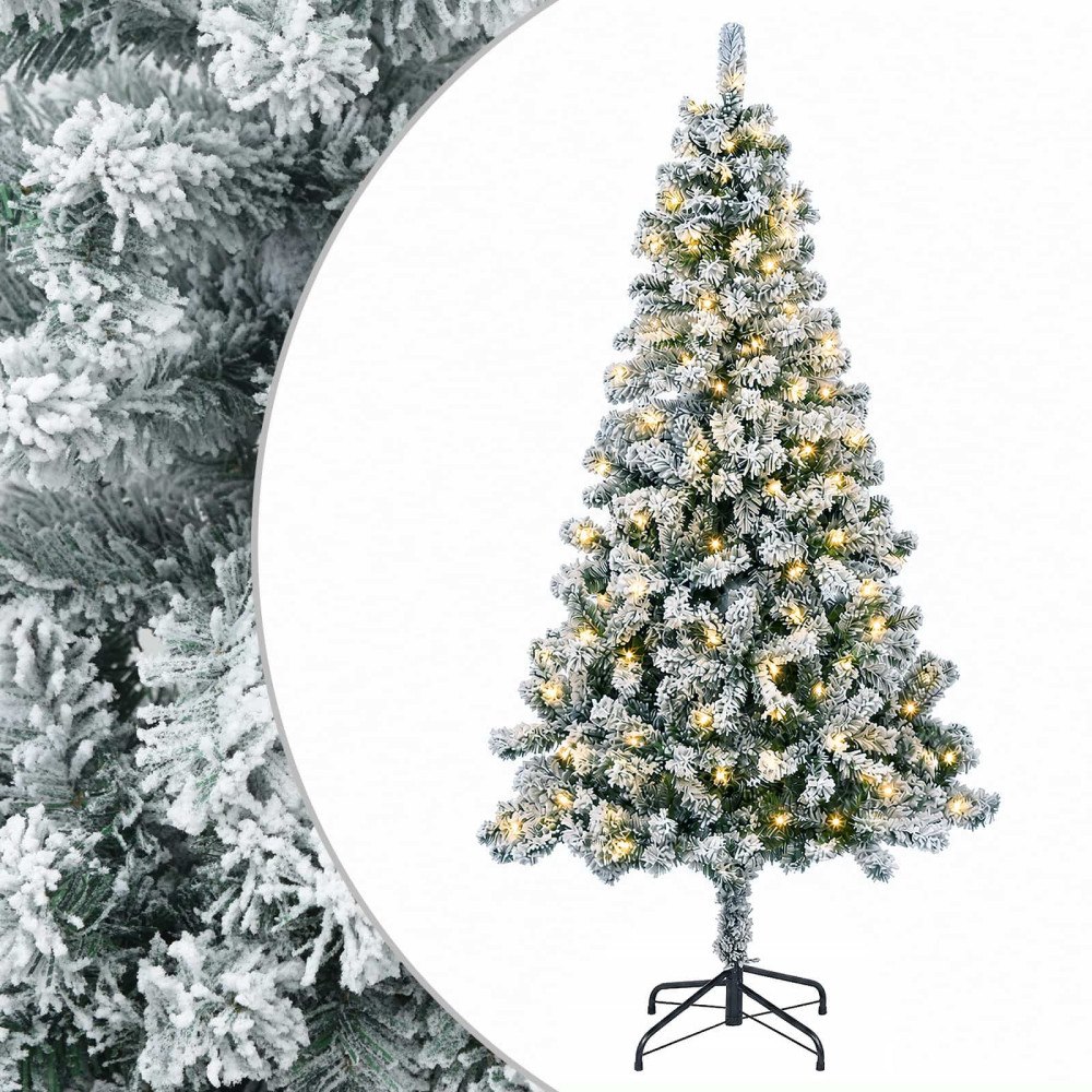vidaXL Plast Hingad Julgran 120 cm 150 LED-lampor Varmvit