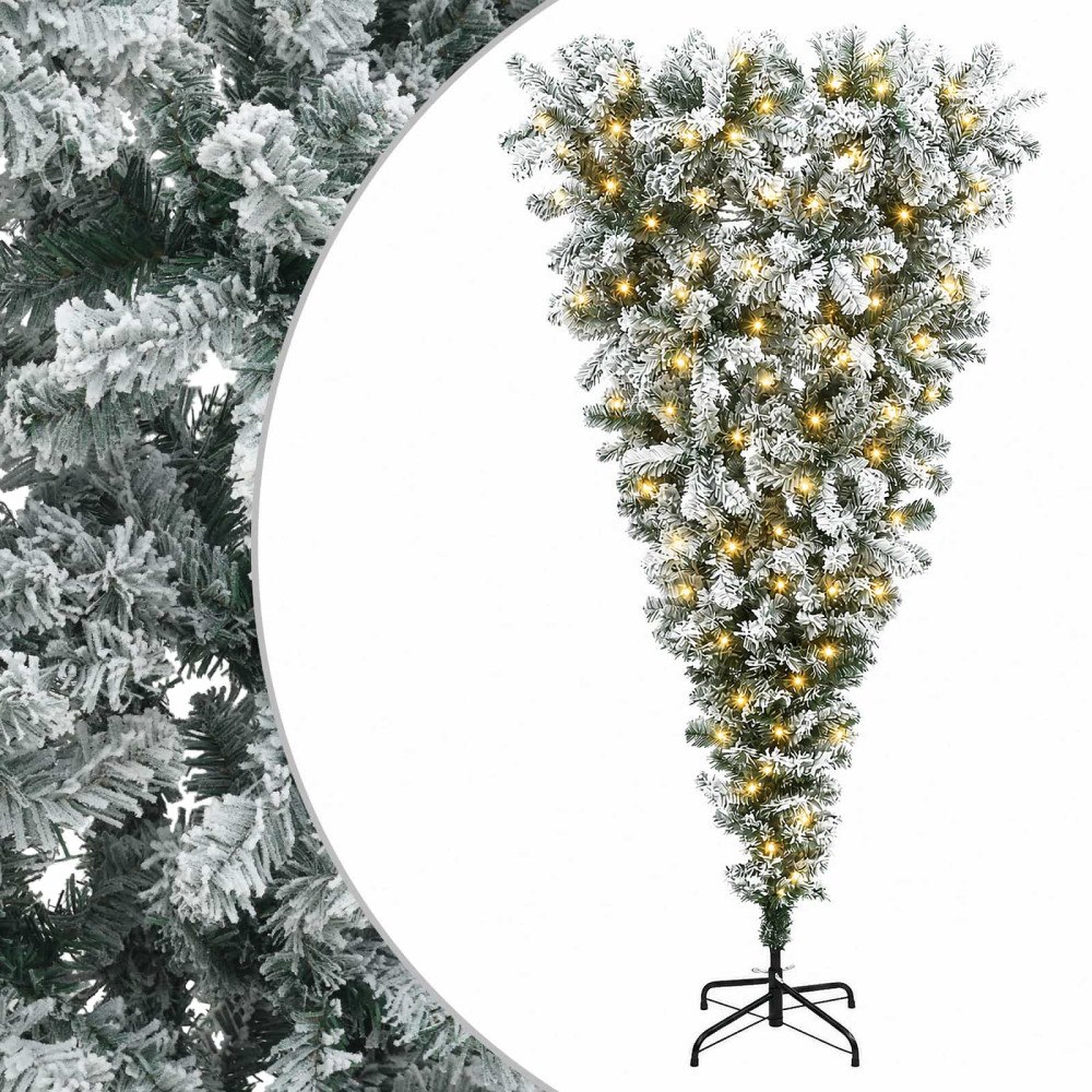 vidaXL Upp och ner-vänd konstgjord julgran med fällbara grenar 180 cm