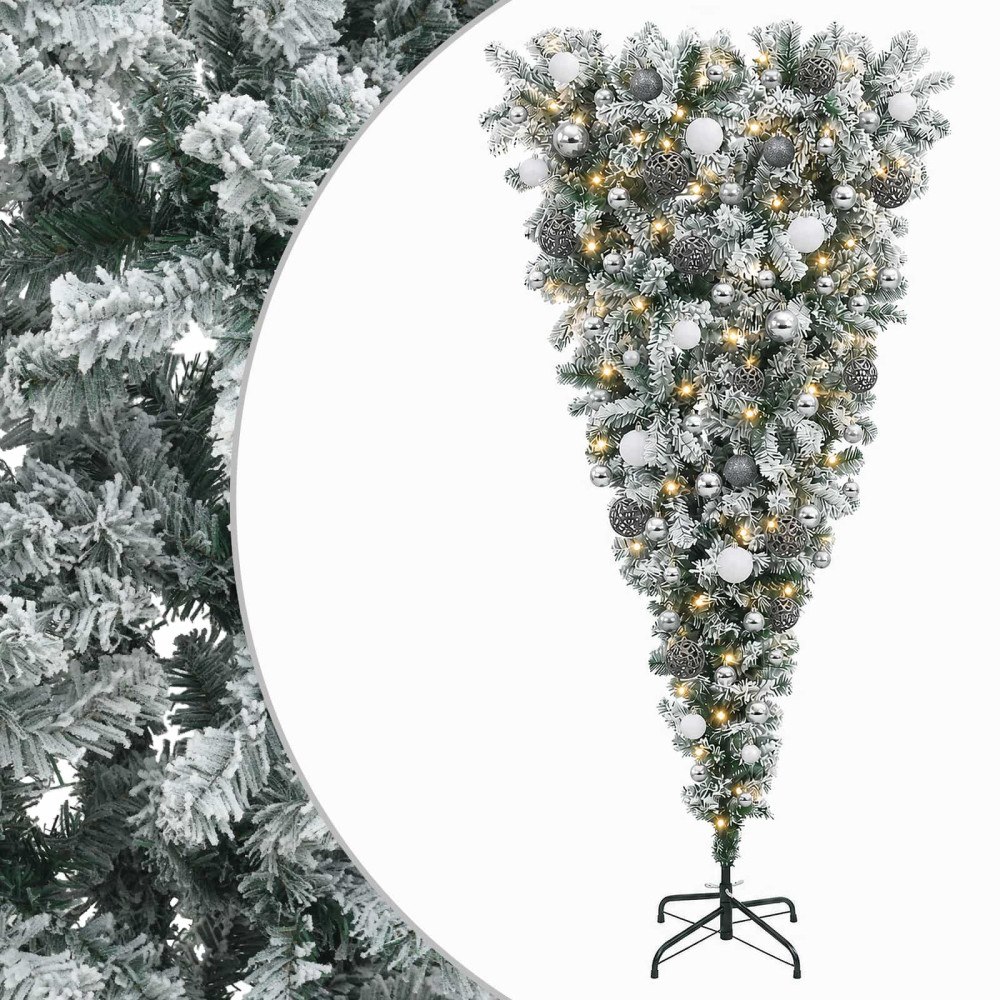 vidaXL Konstgjord julgran med julkulor 180 cm 300 LED-lampor Varmvit