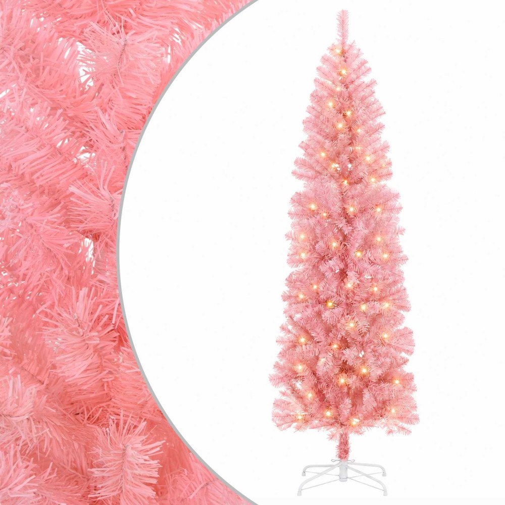 vidaXL Konstgjort smalt julträd 180 cm 300 LED-lampor Varmvit