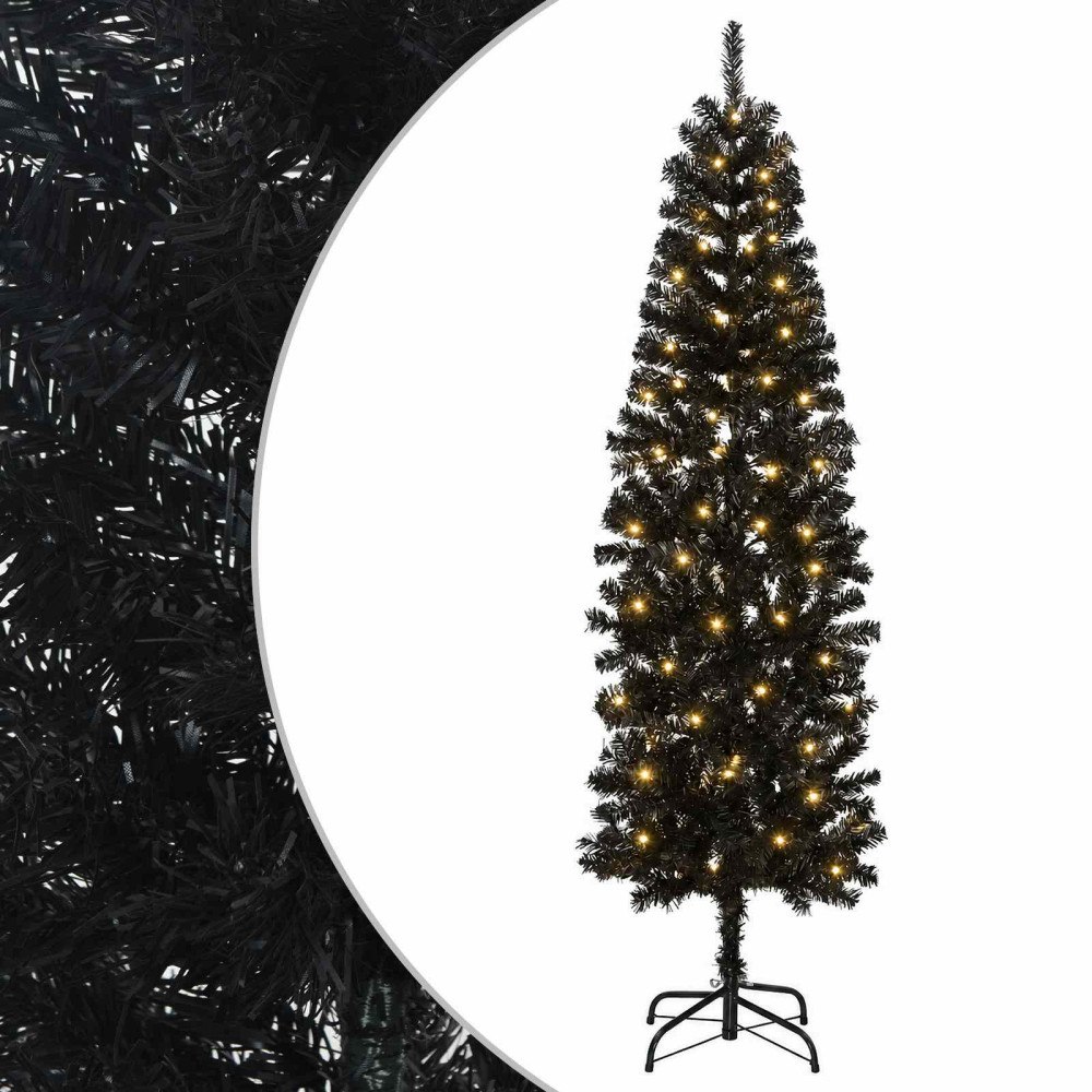 vidaXL Konstgjort smalt julträd 210 cm 300 LED-lampor Varmvit