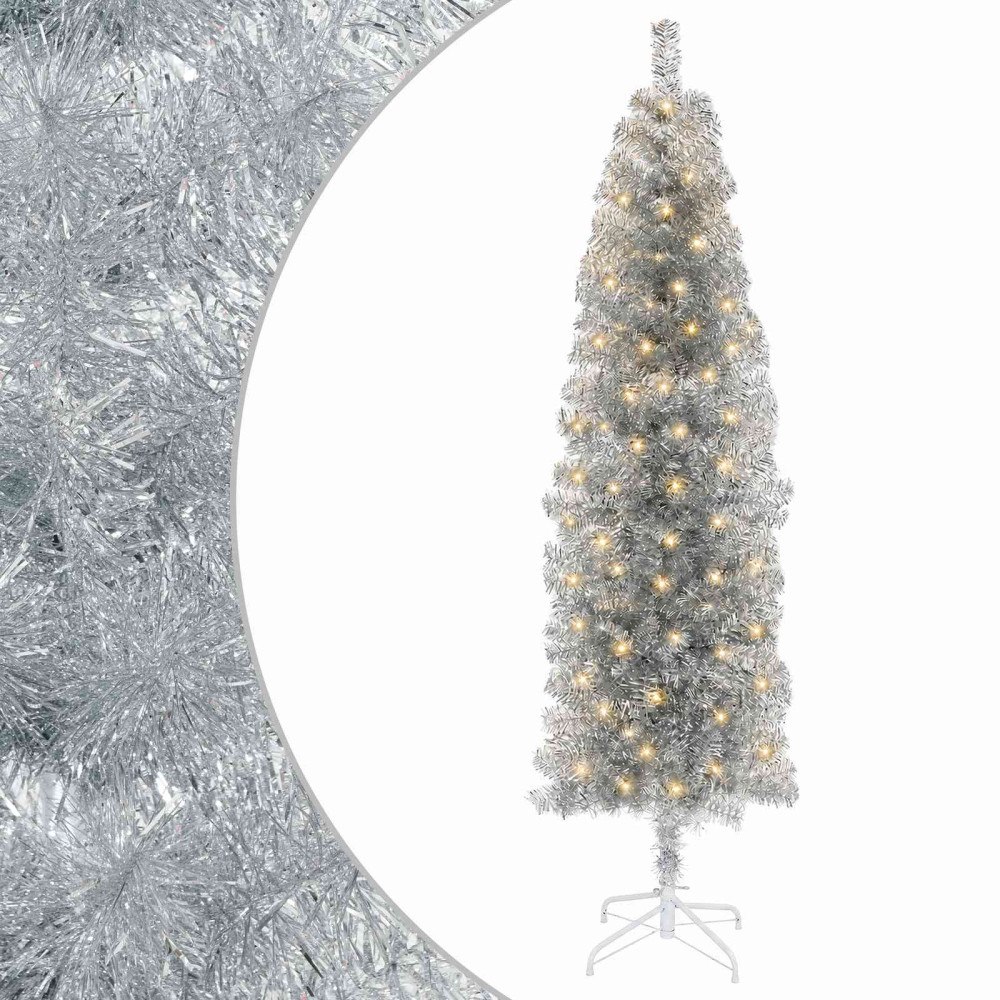 vidaXL Konstgjort smalt julträd 180 cm 300 LED-lampor Varmvit