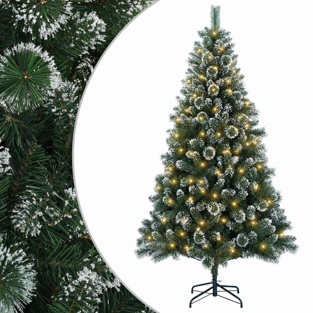 vidaXL Konstgjord julgran 210 cm 300 LED-lampor Varmvit PVC och metall