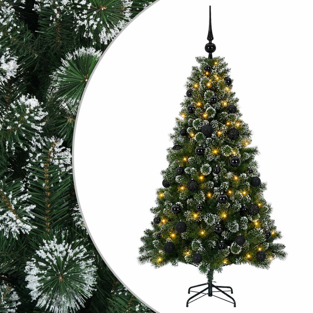 vidaXL Konstgjord julgran med julkulor 120 cm 150 LED-lampor Varmvit