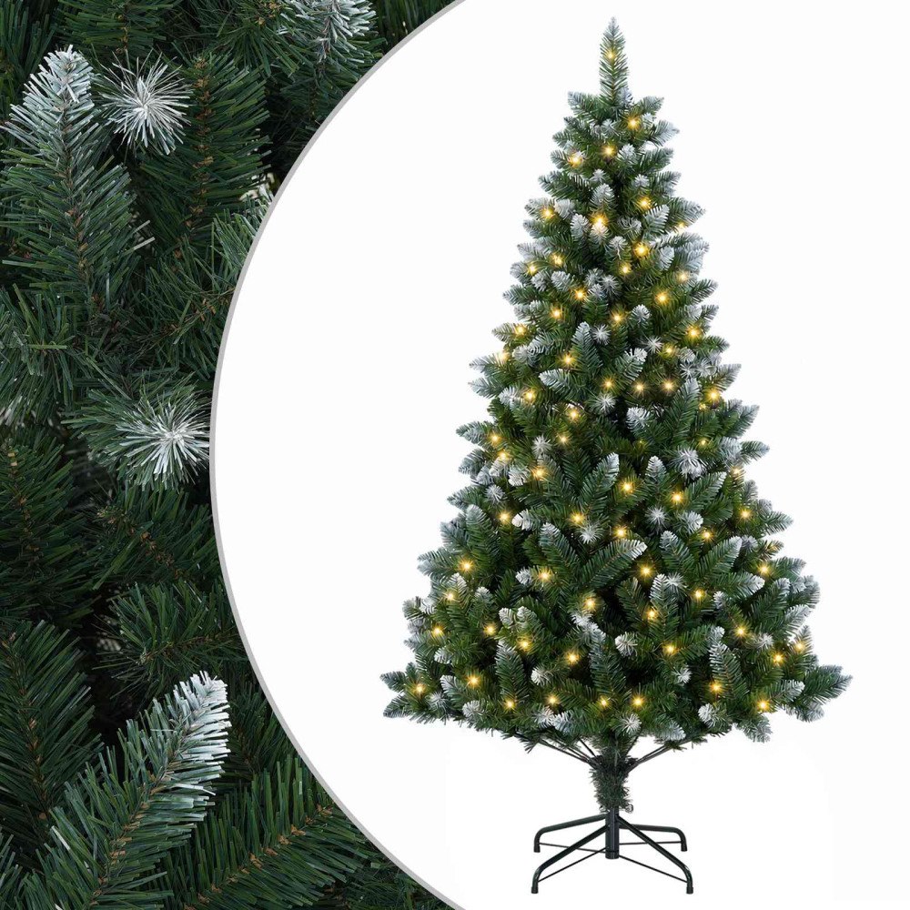 vidaXL Konstgjord julgran 210 cm 300 LED-lampor Varmvit PVC och metall