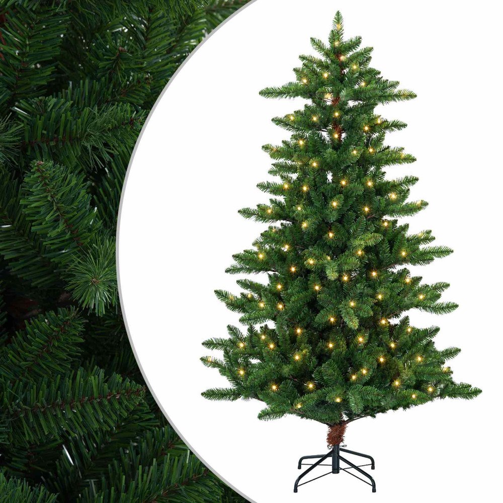 vidaXL Konstgjord julgran 150 cm 150 LED-lampor Varmvit PVC och metall