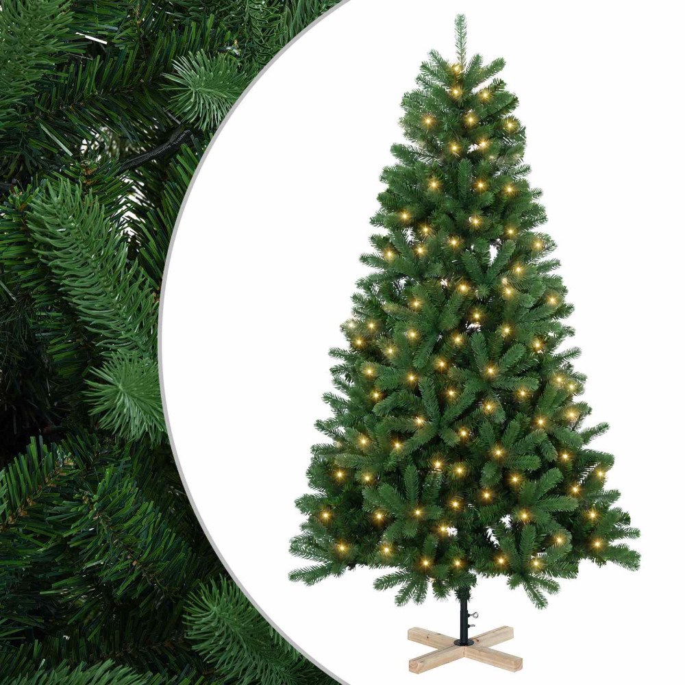 vidaXL Konstgjord julgran 180 cm 300 LED-lampor Varmvit PVC Grön