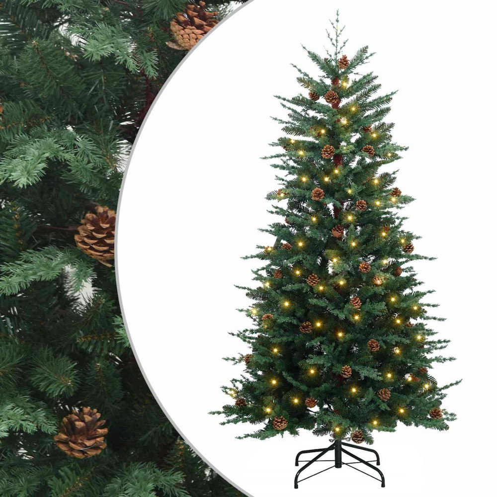 vidaXL Plast Hingad Julgran 120 cm 150 LED-lampor Varmvit PE & PVC