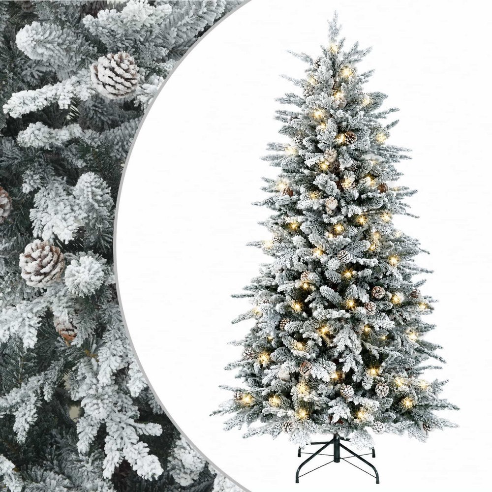 vidaXL Plast Hingad Julgran 150 cm 150 LED-lampor Varmvit PE & PVC