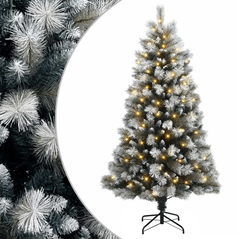 vidaXL Konstgjord julgran med gångjärn 120 cm 150 LED-lampor Varmvit
