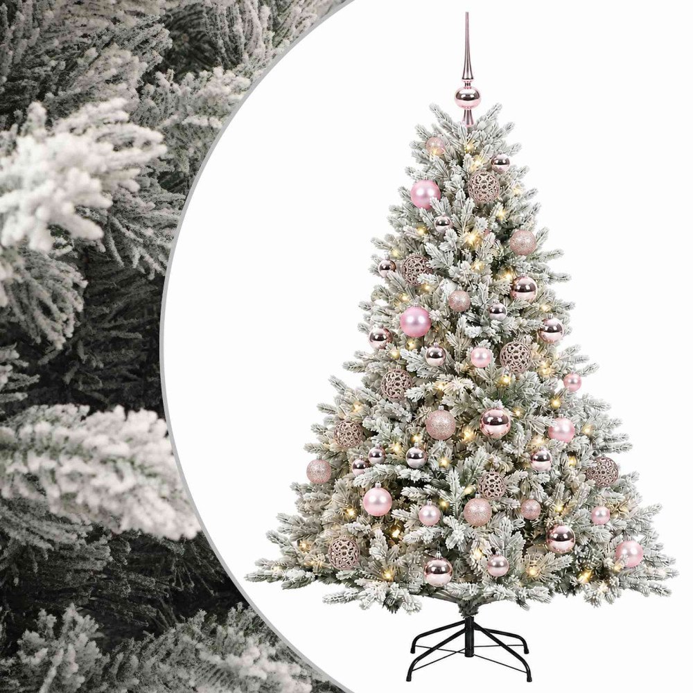 vidaXL Konstgjord julgran med julkulor 120 cm 150 LED-lampor Varmvit