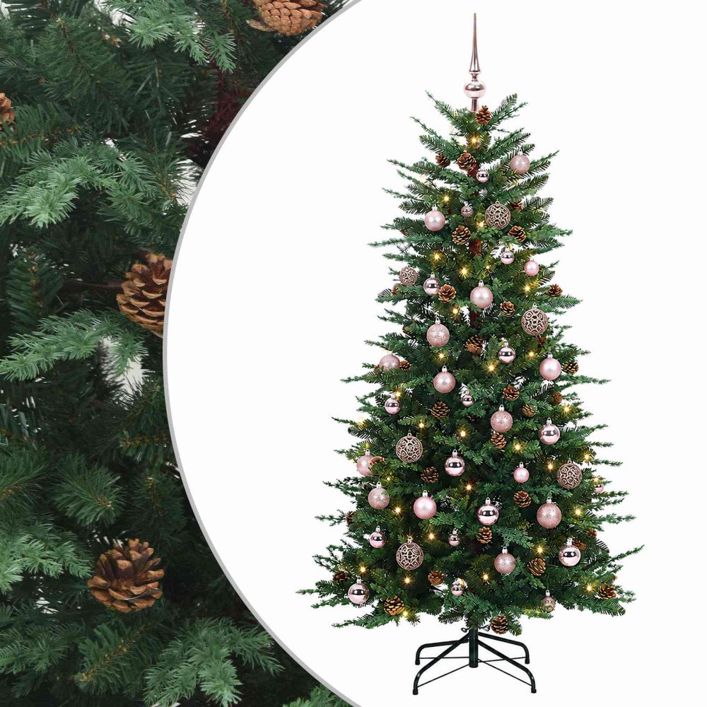 vidaXL Artificial Christmas Tree with Bauble 150 cm 150 LED-lampor