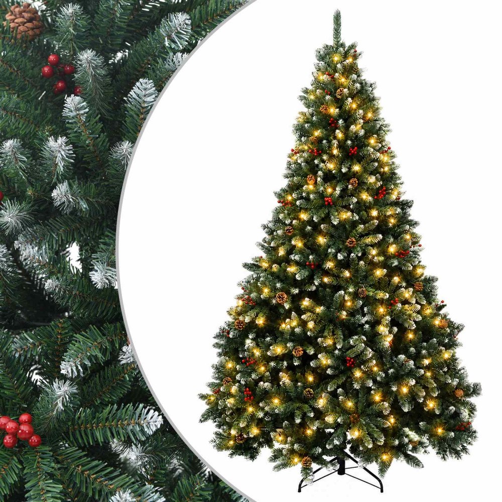 vidaXL Plast Hingad Julgran 210 cm 300 LED-lampor Varmvit