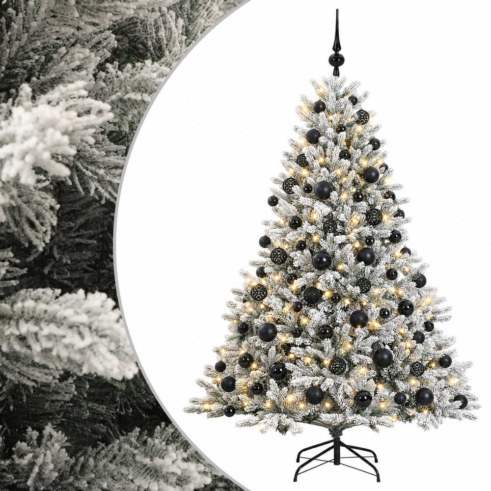 vidaXL Konstgjord julgran med julkulor 240 cm 300 LED-lampor Varmvit