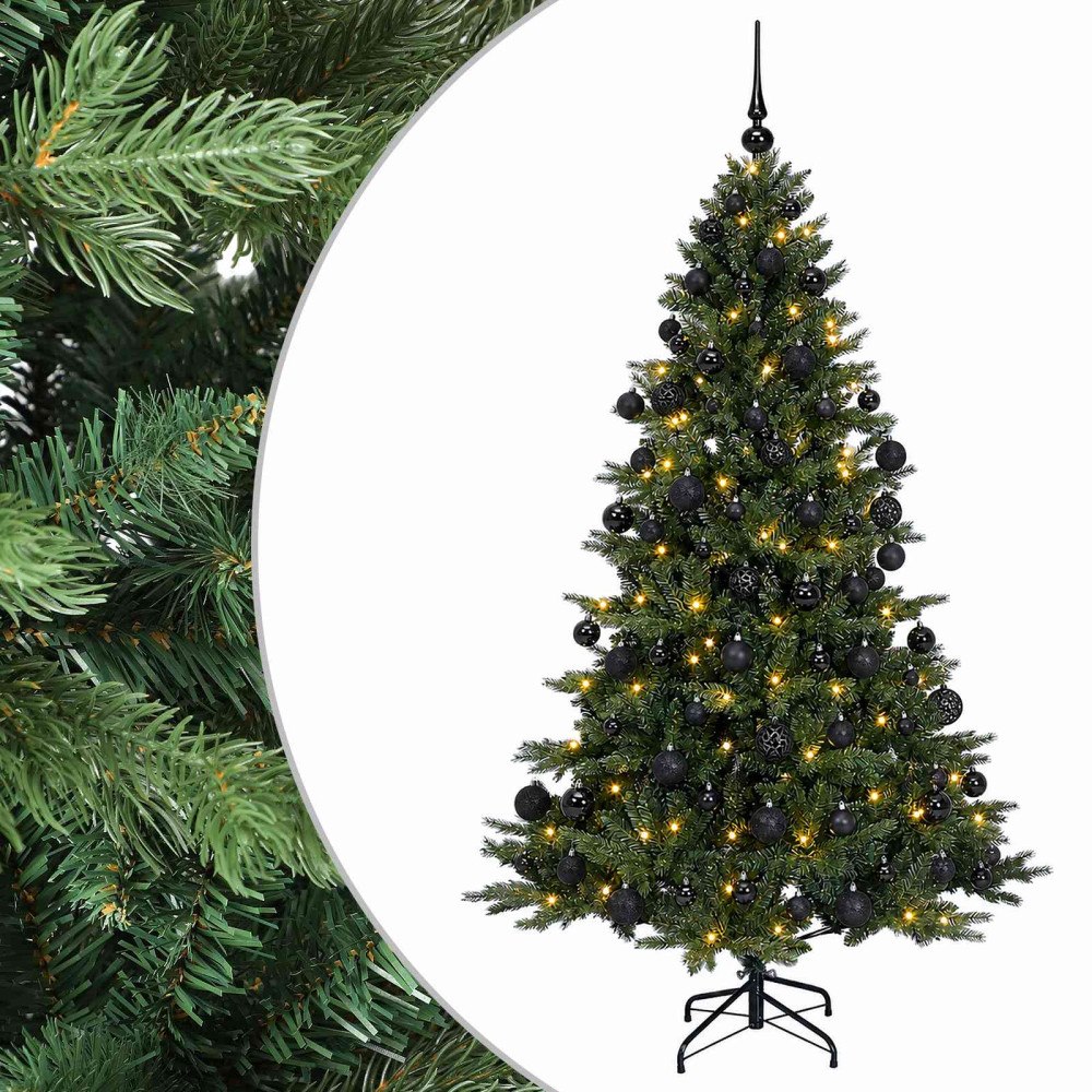 vidaXL Konstgjord julgran med julkulor 240 cm 300 LED-lampor Varmvit