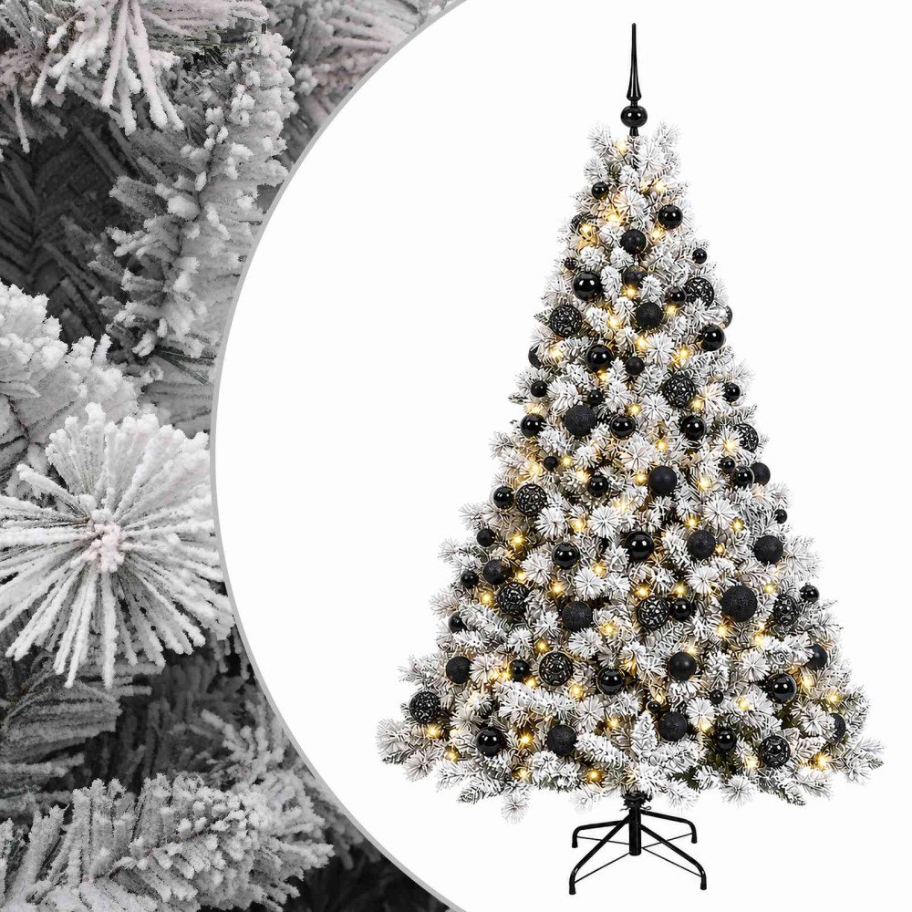 vidaXL Konstgjord julgran med kulor 240 cm 300 LED-lampor Varmvit
