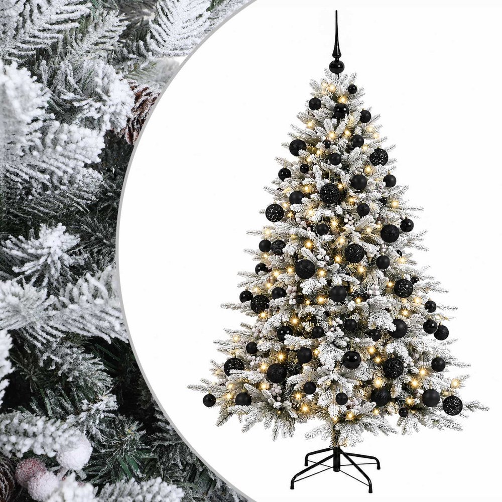 vidaXL Konstgjord julgran med julkulor 210 cm 300 LED-lampor Varmvit