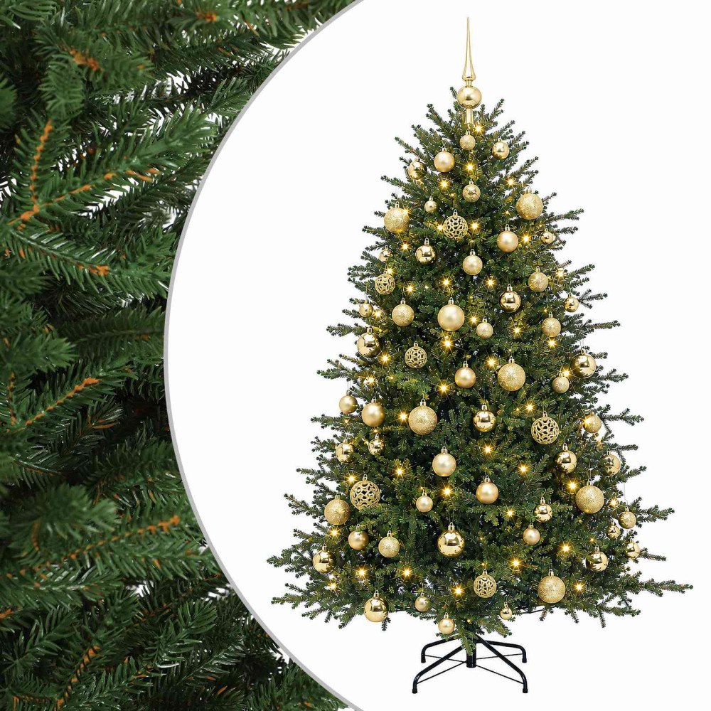 vidaXL Konstgjord julgran med julkulor 240 cm 300 LED-lampor Varmvit
