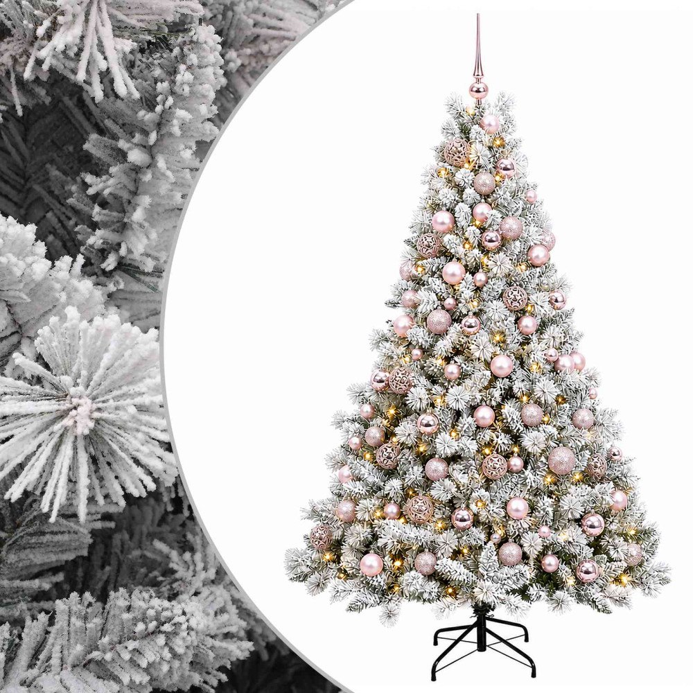 vidaXL Konstgjord julgran med kulor 180 cm 300 LED-lampor Varmvit