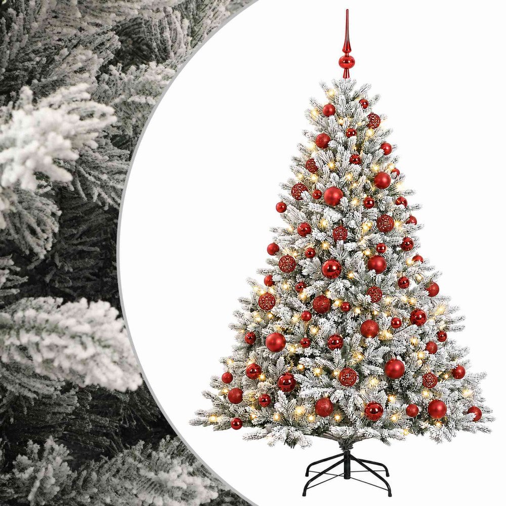 vidaXL Konstgjord julgran med julkulor 210 cm 300 LED-lampor Varmvit