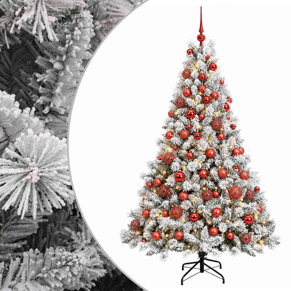vidaXL Konstgjord julgran med kulor 240 cm 300 LED-lampor Varmvit