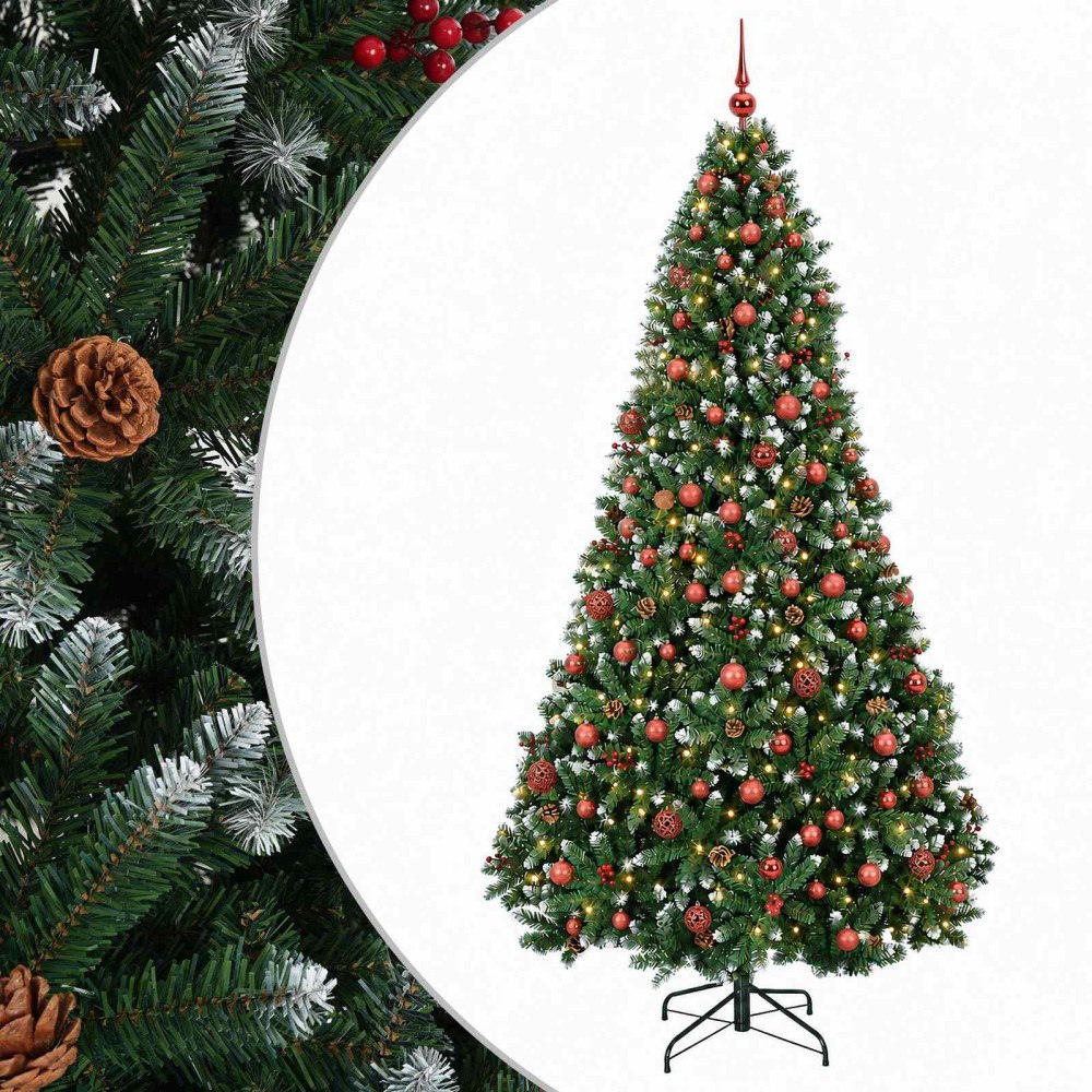 vidaXL Konstgjord julgran grön med julkula 180 cm 300 LED-lampor