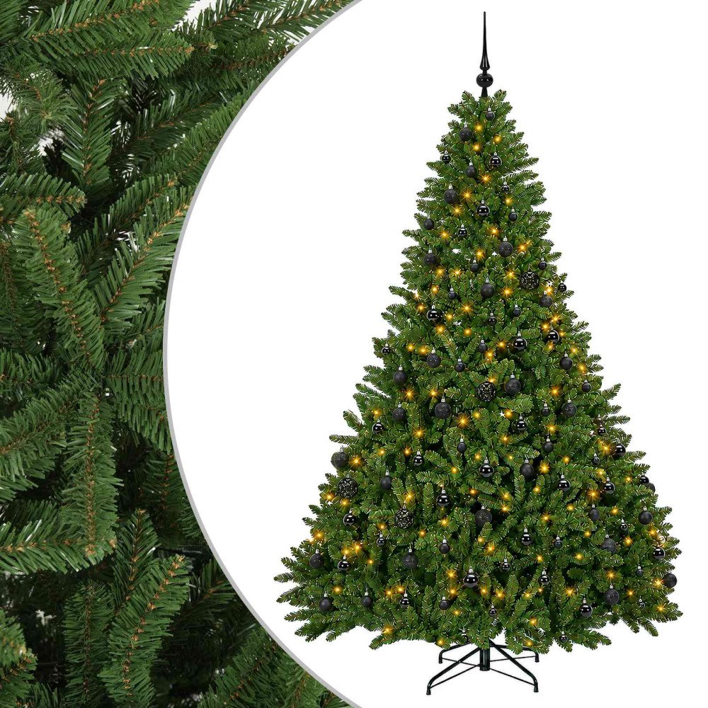 vidaXL Konstgjord julgran ljusgrön med julgranskulor 270 cm