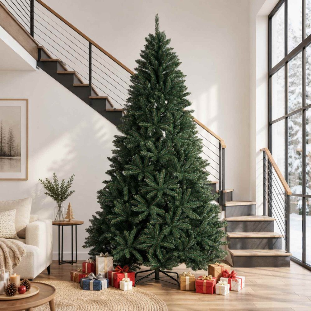 vidaXL Plast Hingad Julgran 300 cm PVC Mörkgrön