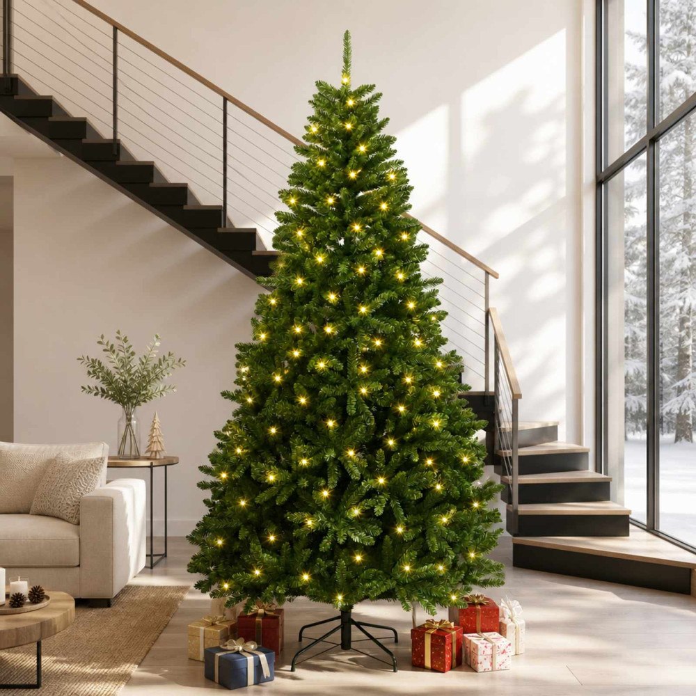 vidaXL Plast Hingad Julgran 300 cm 1000 LED-lampor Varmvit PVC