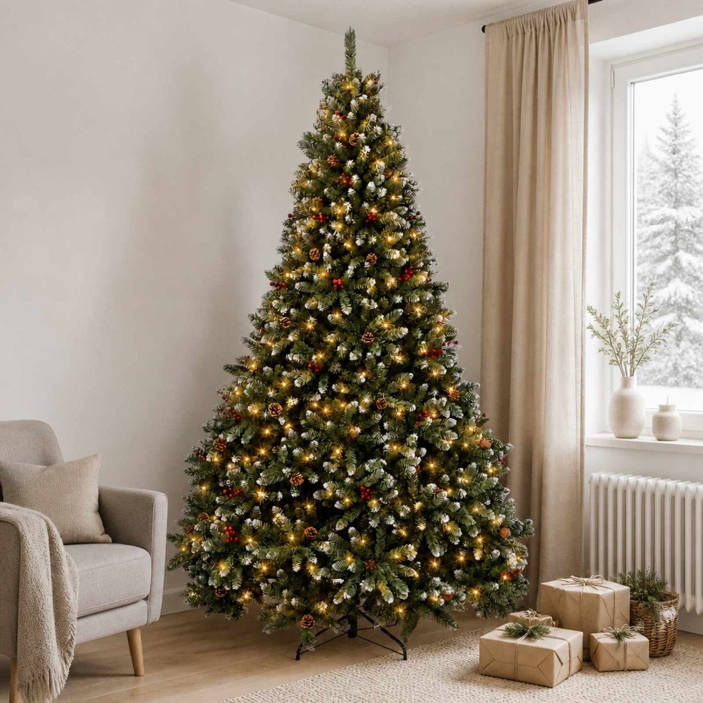 vidaXL Plast Hingad Julgran 240 cm 600 LED-lampor Varmvit PVC